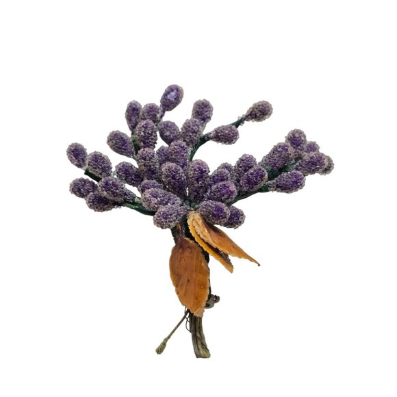 Antique Jewelry - Antique Unusual Purple Sugared Wired Spray Brooch (A9016)